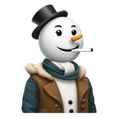 Snow man smoking cigarette sticker
