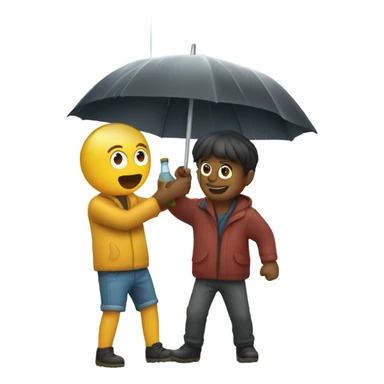 friends playing with a bottle ship in the rain sticker