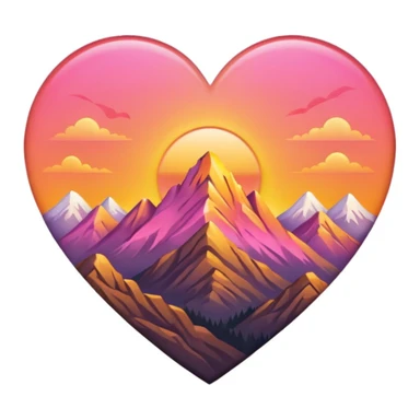 mountain sunrise themed heart sticker
