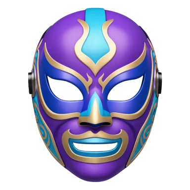 A luchador wrestling mask in purple and blue colors with intricate design sticker