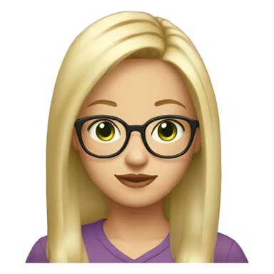 Big girl blonde hair glasses green eyes straight hair sticker