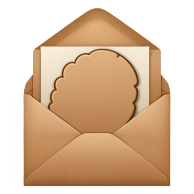 blank greeting card open with brown envelope next to it sticker