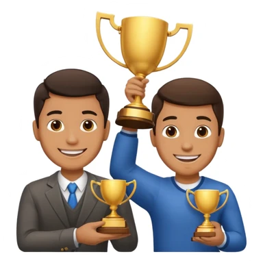 winner ceremony with one guy handing another guy a trophy sticker