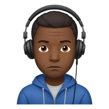 A 25-year-old black man with headphones on and pouting. sticker