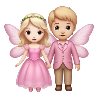Teddy and fairy as a couple fairy in pink dress sticker