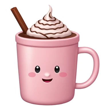 a regular light pink cup with hot chocolate in it, no designs sticker