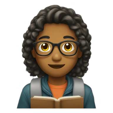 student in a library sticker