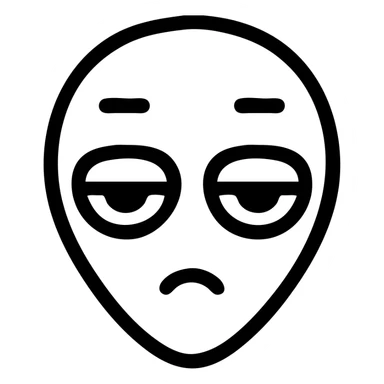 cute alien head outline showing boredom sticker