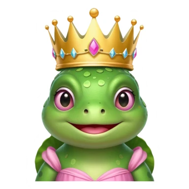 frog with with a crown pink bow and pink princess dress sticker