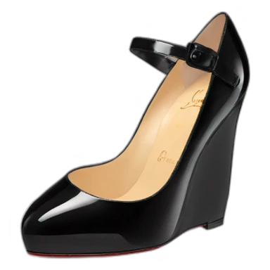 One WEDGE heel LOUBOUTIN black PATENT sticker