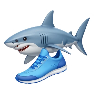 un tiburon con zapatillas azules sticker