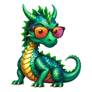 colorful dragon wearing sunglasses sticker