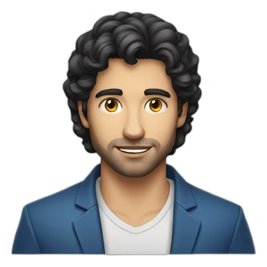 30 years old, man, caucasian, black hair, blue eyes, blazer, t-shirt, handsome sticker