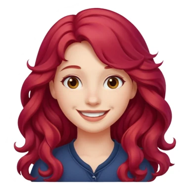 Girl with Red Hair – long wavy crimson hair, smiling face.









































 sticker