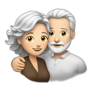 Man with gray hair and white beard hugs woman with dark brown hair sticker