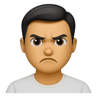 Keep the same color and shape as the original, but change the face to an angry expression. Maintain the original style and make the background transparent. sticker