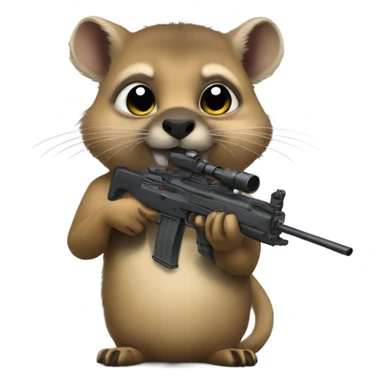 Hyrax holding a rifle sticker