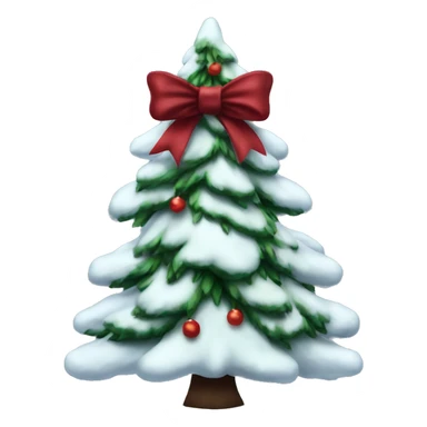 Snowy Christmas tree with dark red bows sticker