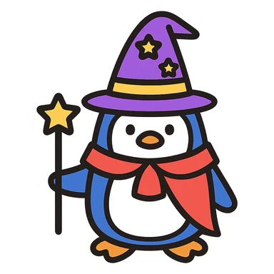 A penguin wizard sticker