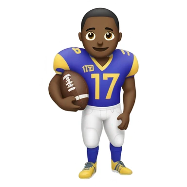 Football player in jersey number 17 holding a trophy sticker