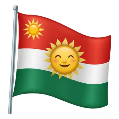 3 şeritli bir bayrak en üst şeriti kırmızı ortadaki şerit beyaz en alttaki şerit yeşil olcak şekilde ama ortadaki beyaz alanın ortasına güneş çiz sticker