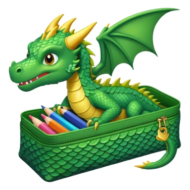 lightning on small green dragon inside the pencil case sticker