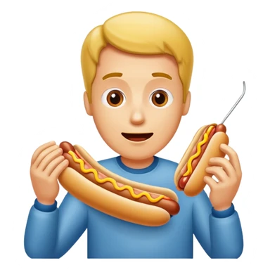 man eating a hot dog sticker