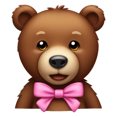 cute brown bear with pink bow in ear sticker