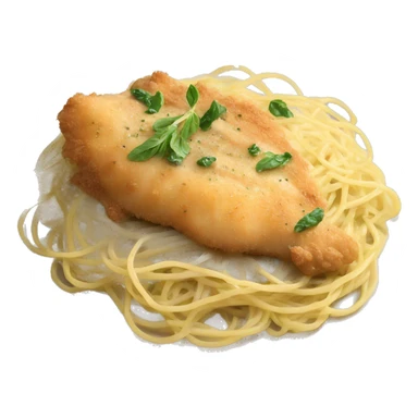 Realistic creamy breaded Chicken piccata with angel hair pasta sticker