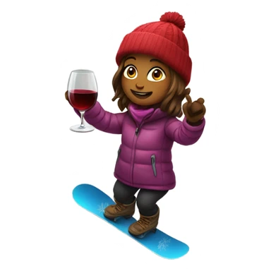 Snowboarding girl with wine sticker