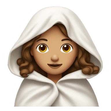 girl under white blanket brown hair sticker