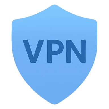 VPN shield icon, flat design, minimal, blue tones sticker