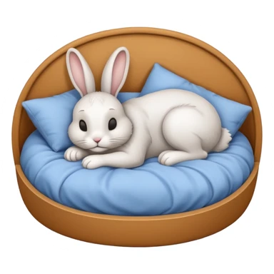 cartoon rabbit sleeping soundly in a bed sticker