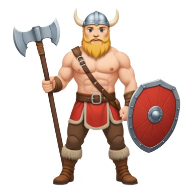 full-length Norwegian Viking with shield and axe clothed with trousers sticker