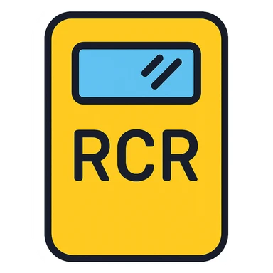 riot shield with the word RCR in white and a glass viewing window, clear and bold design sticker