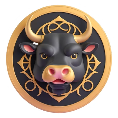 3D circular pattern, black-gold stylized bull motif, Lamborghini style, no brand name sticker