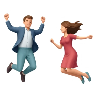 Man and woman jumping off building sticker