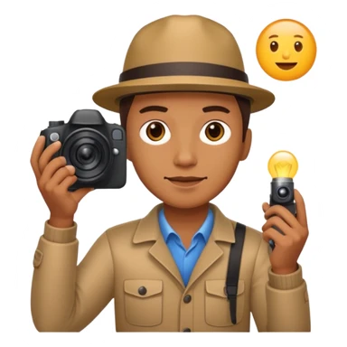 Photographer with flash speedlight,with camera sticker