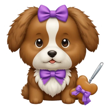 dog, dog bow, toy, grooming tool sticker