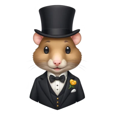 fancy rat with a smug smirk, wearing a top hat, monocle, and suit, emoji style sticker