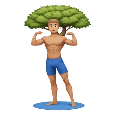 jacked man blue shorts tree-pose yoga sticker