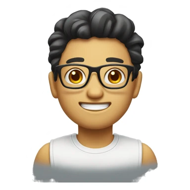 Simple emoji with mongolean face soo cute with glasses on sooo beautiful smiling sticker