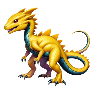 Shiny Iridescent Agumon-Genesect-Salandit-Fakémon-hybrid-creature (full body)  sticker