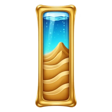 tall glass with golden frame, glowing sand flowing inside sticker