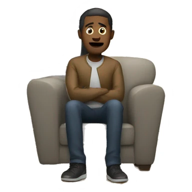 A man is sitting and watching a TV series sticker