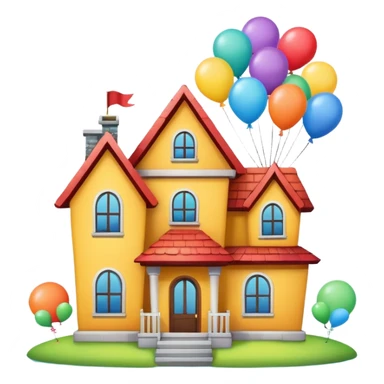 house with balloons on top sticker
