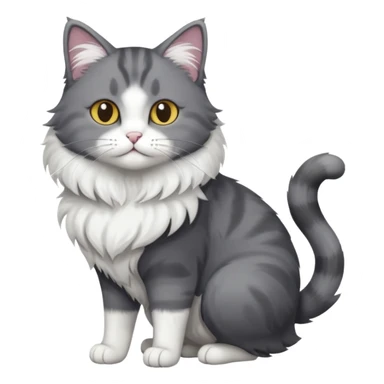 full body dark grey and white cat with white front legs sticker