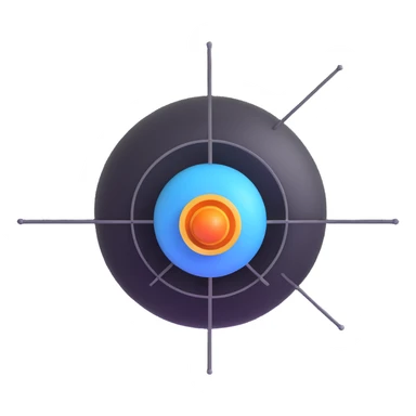 neutron approaching nucleus with cross section highlighted sticker