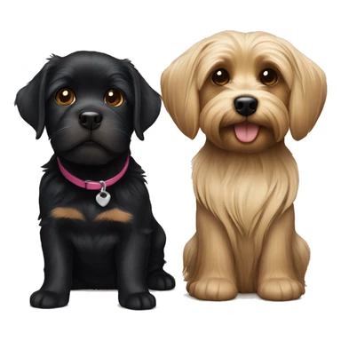 Yorkie and black lab together  sticker