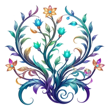 Epic divine legendary celestial vines flowery complex detailed iridescent gradients marbles aesthetic-scenery-Decorations sticker